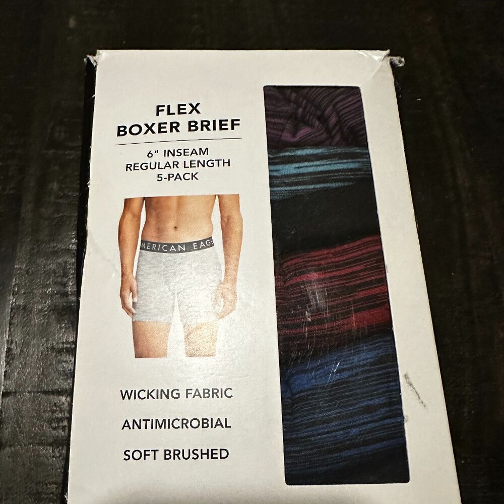 American Eagle Flex Boxer Briefs Space Dye 5 Pack 6'' inseam Regular Length New